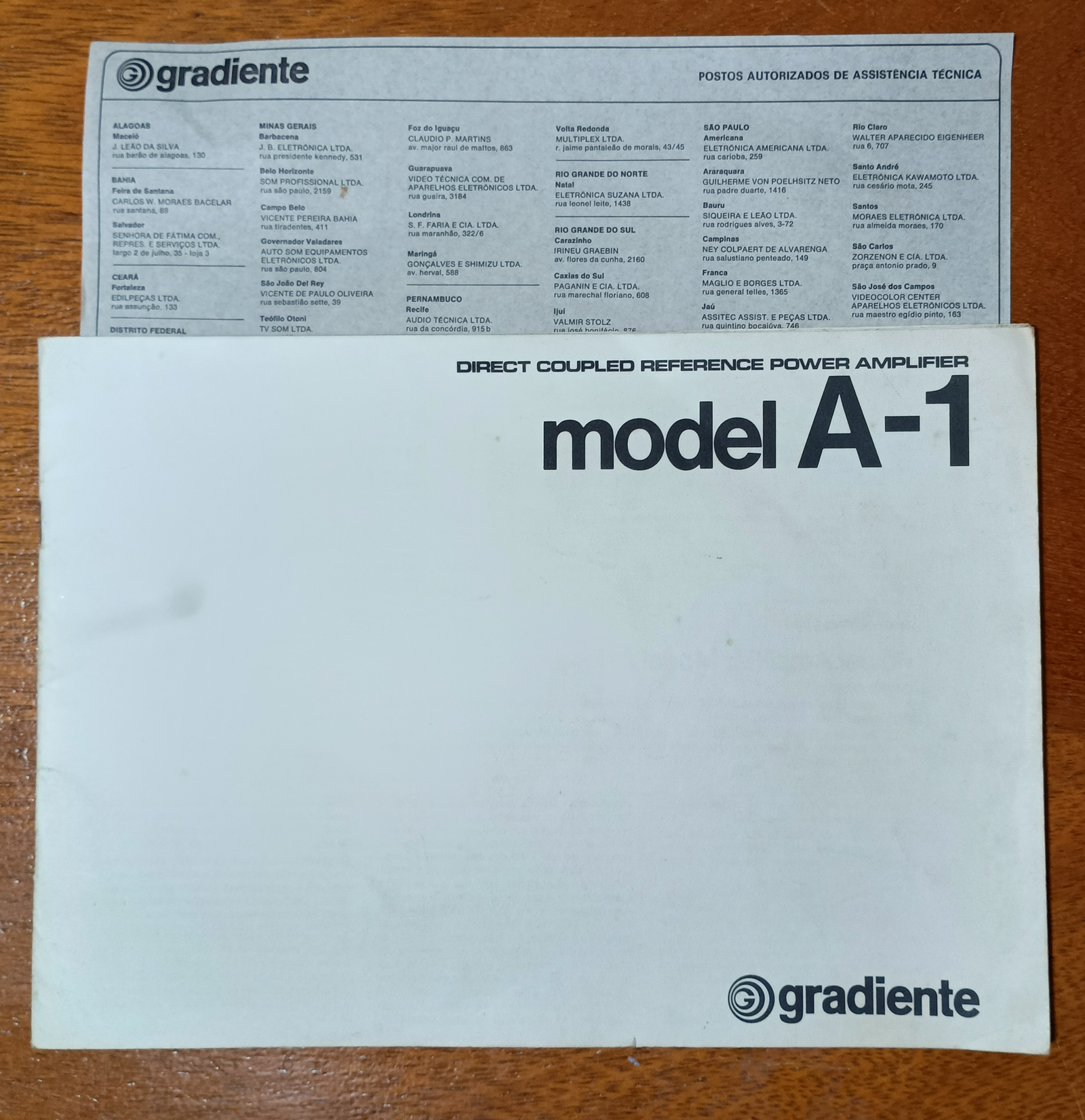 Manual original do Gradiente A-1 - exemplar em mãos